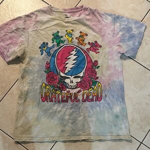 Grateful Dead Tie-Dye Tee with Dancing Bears - Pink, Blue, Yellow, Green
